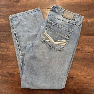 FADED GLORY Light Blue Baggy Jeans White Stitching - 36x34